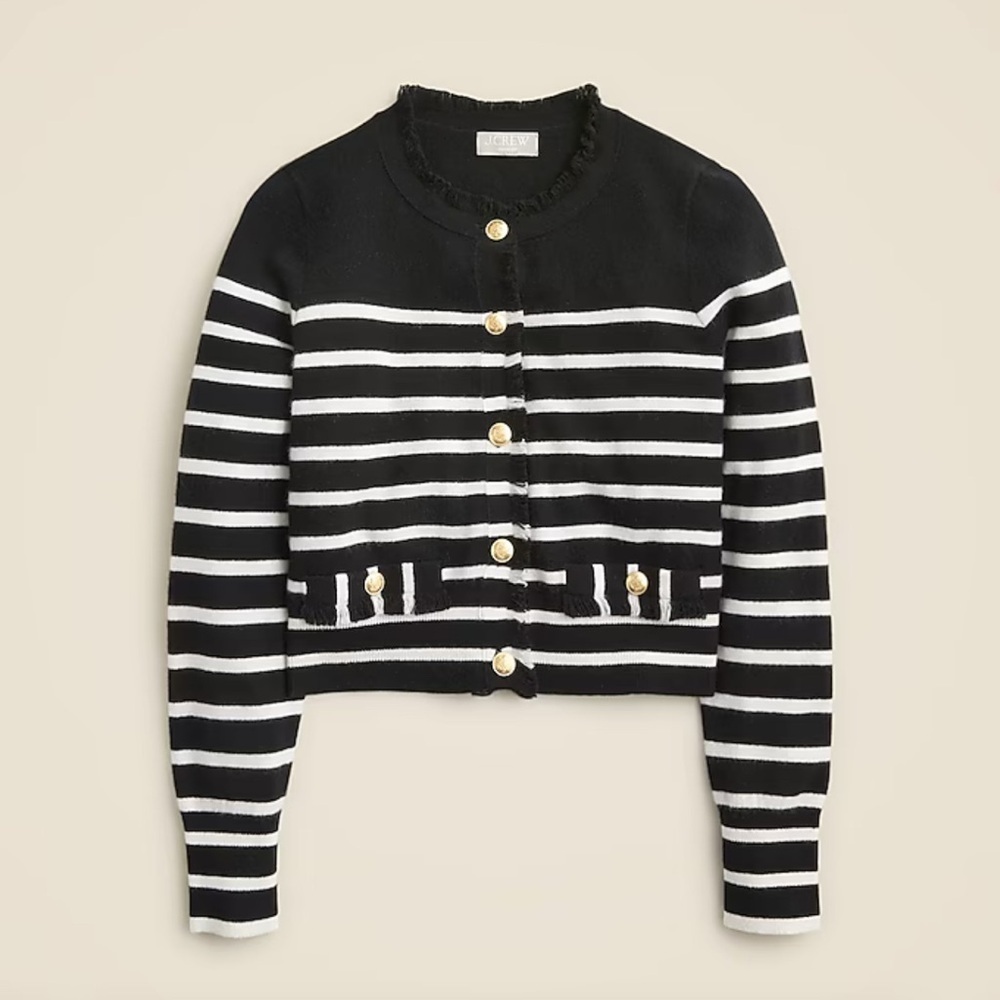 J. Crew Cashmere fringe-trim sweater lady jacket, Size‎ XXS